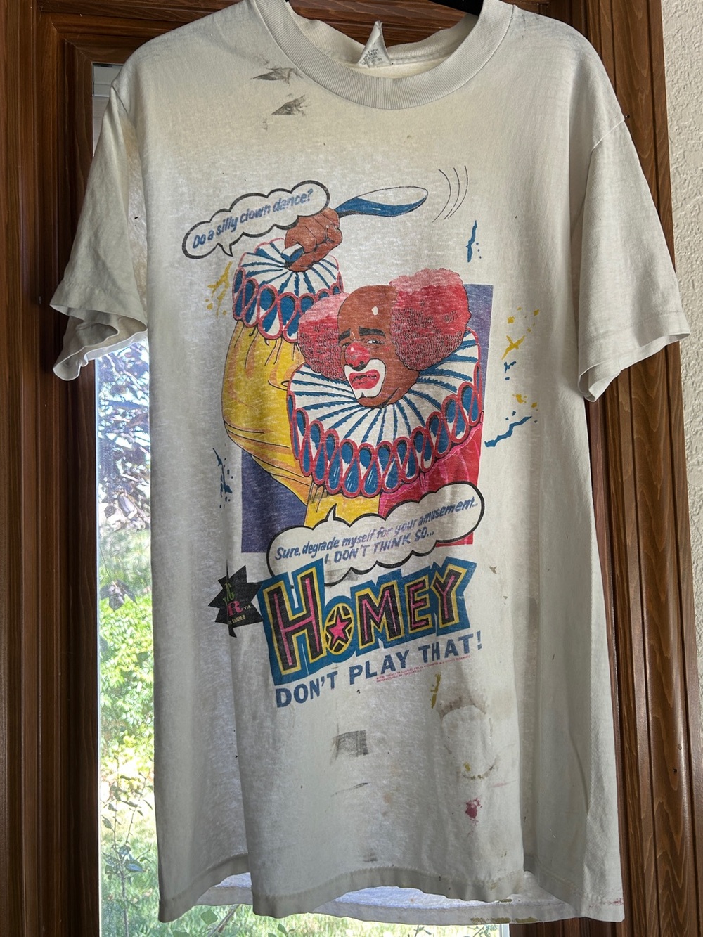 Vintage 1990s Homey the Clown In Living Color T shirt, *Rare* THRASHED